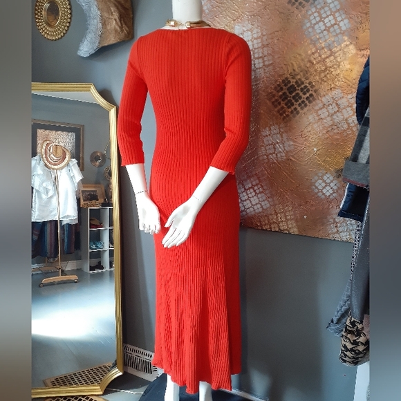 NWOT Zara Ribbed Stretch Cotton Midi Dress - Picture 11 of 11
